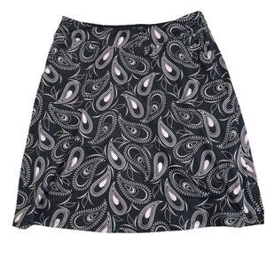 Women's Golf Skort XL Black Pink Paisley Knee Length Built‎ In Shorts NWOT